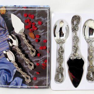 3 Silver Serving Pieces Grape Design Pie Spoon Fork Studio Silversmiths